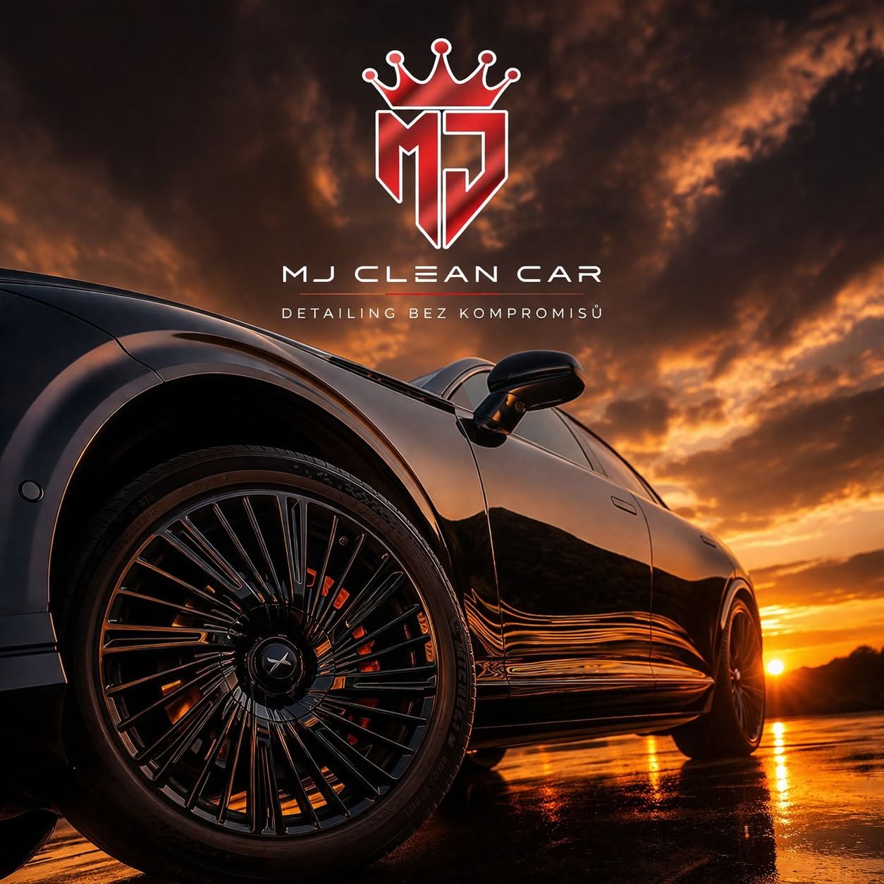 MJ Clean Car — premium automobil při západu slunce