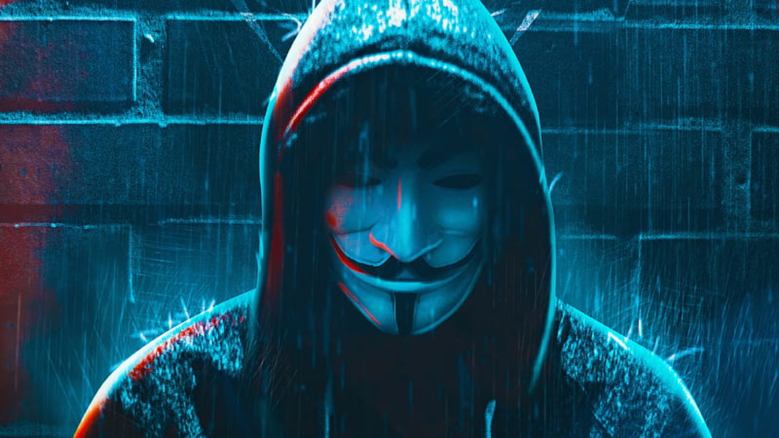 Filip Havran in Anonymous mask